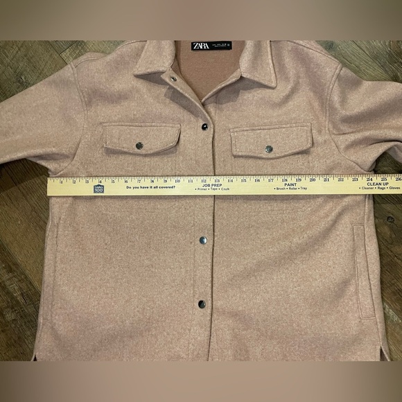 Zara Women’s Button Front Wool Look Shacket L Long Sleeve Pockets - Picture 7 of 10